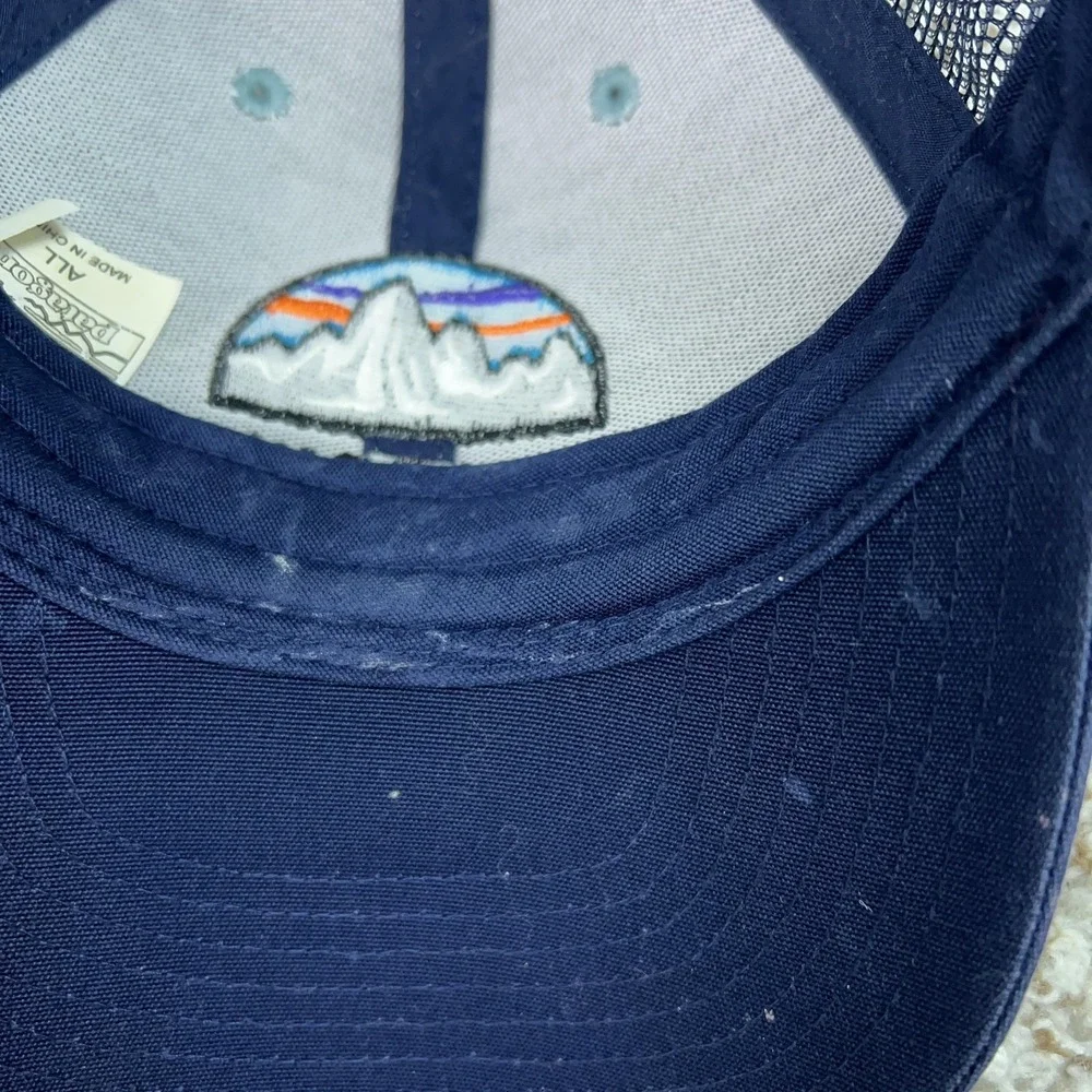 Patagonia Hat Cap Snap Back Mens One Size Blue Mesh Trucker 1973 Logo Outdoor